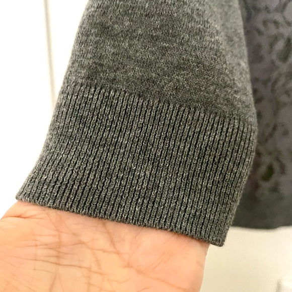 LOFT Gray Lace Cotton/Nylon Stretch Women's Light Sweater - Picture 5 of 15